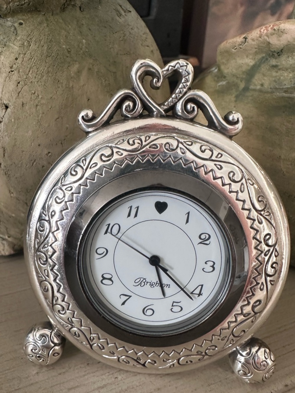 Brighton Elegant Silver Memphis Desk/Travel Clock